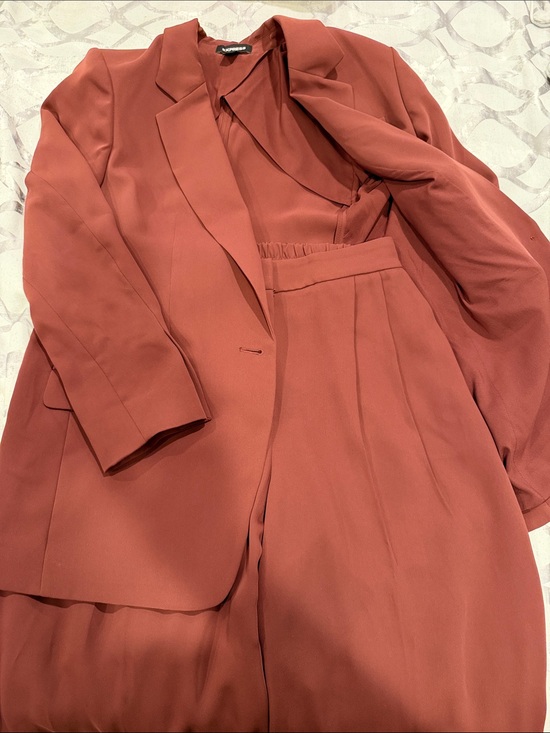 Express Pants - Express Women's Two-Piece Blazer and Wide-Leg Pants - Rust
